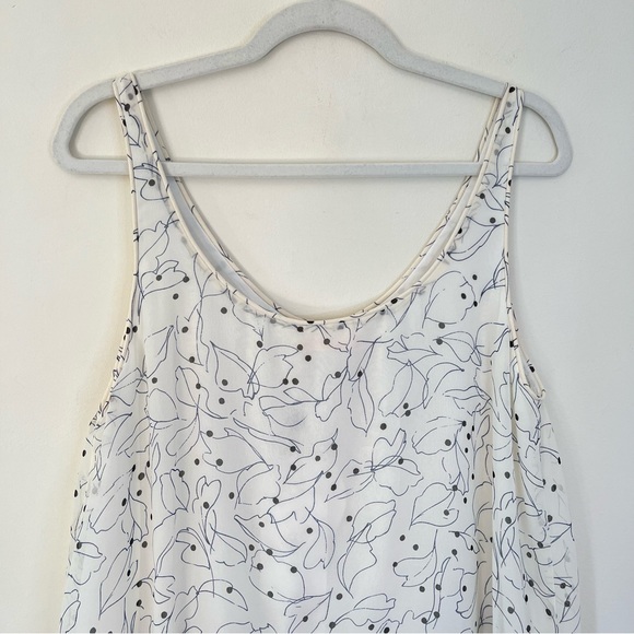 See by Chloe Ruffle Pleated Tiered Mini Shift Printed Tank Dress Cream 44/US 12 - Picture 9 of 11